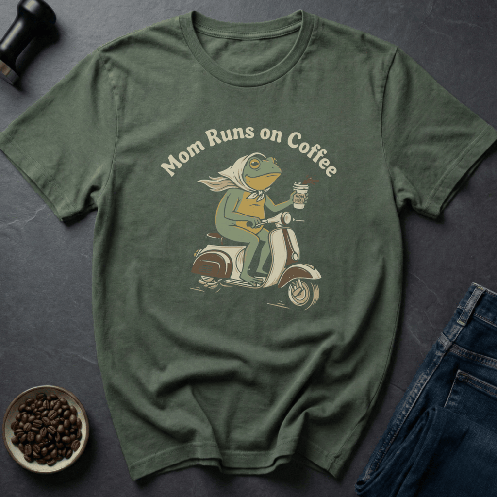 Coffee graphic Caffeinated Mom T-Shirt in by Caffeine Dept