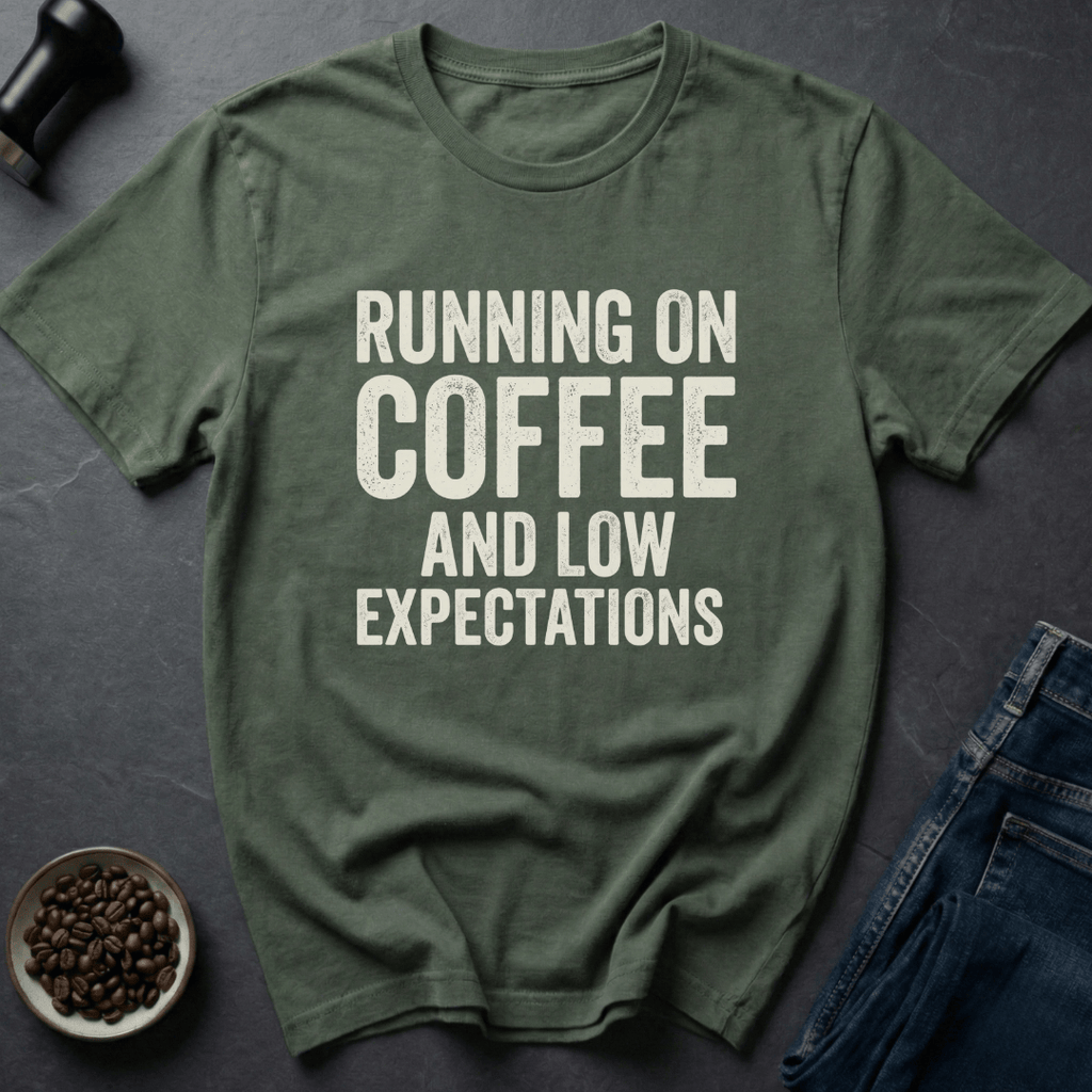 Coffee graphic Low Expectations T-Shirt in by Caffeine Dept