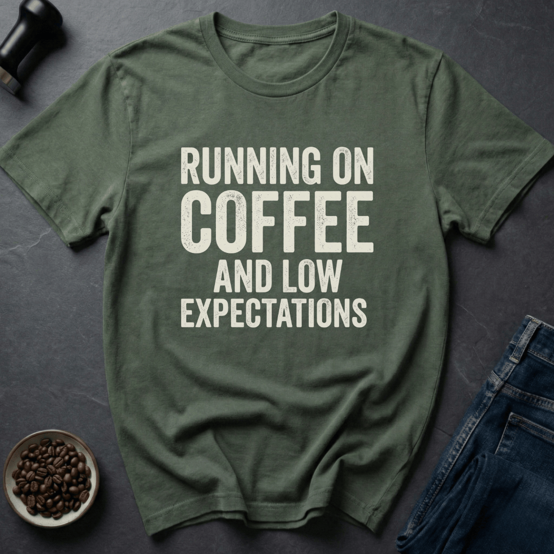 Coffee graphic Low Expectations T-Shirt in by Caffeine Dept