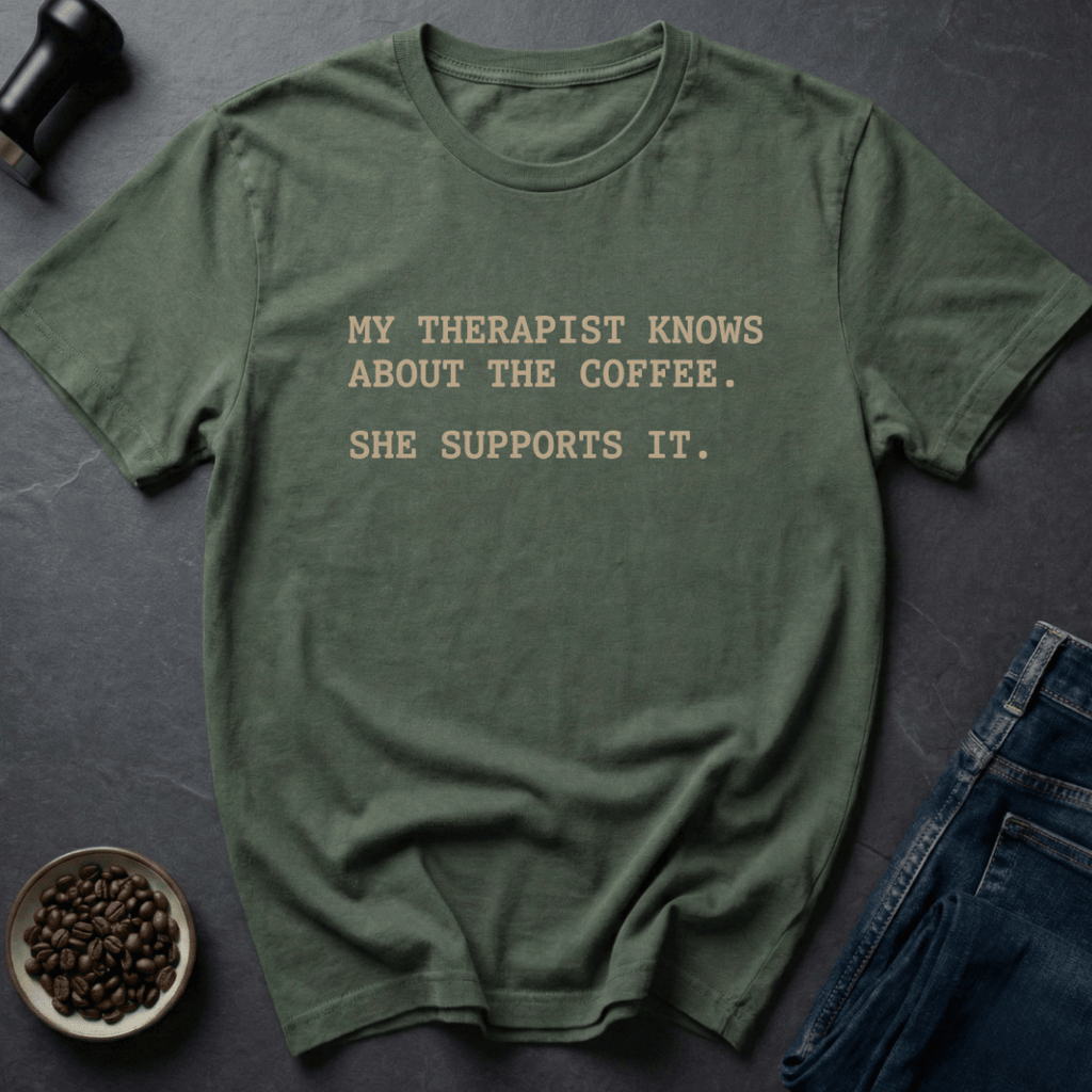 Coffee graphic Therapist Coffee T-Shirt in by Caffeine Dept
