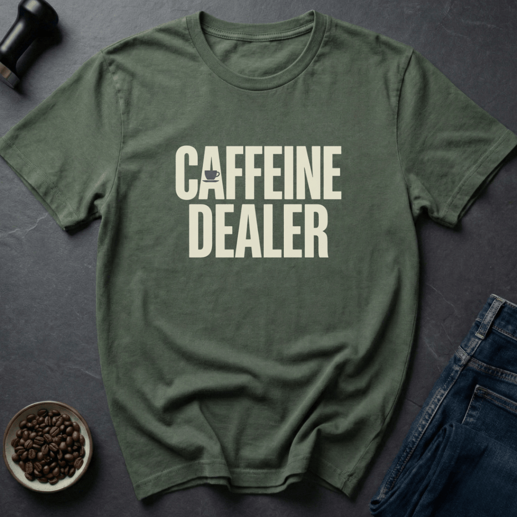 Coffee graphic Caffeine Dealer T-Shirt in by Caffeine Dept