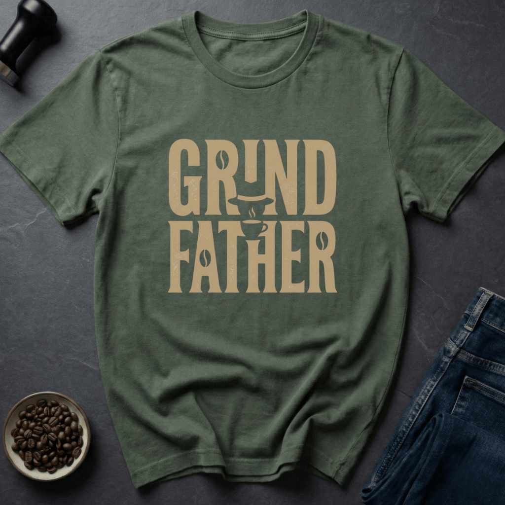 Coffee graphic Grindfather T-Shirt in by Caffeine Dept