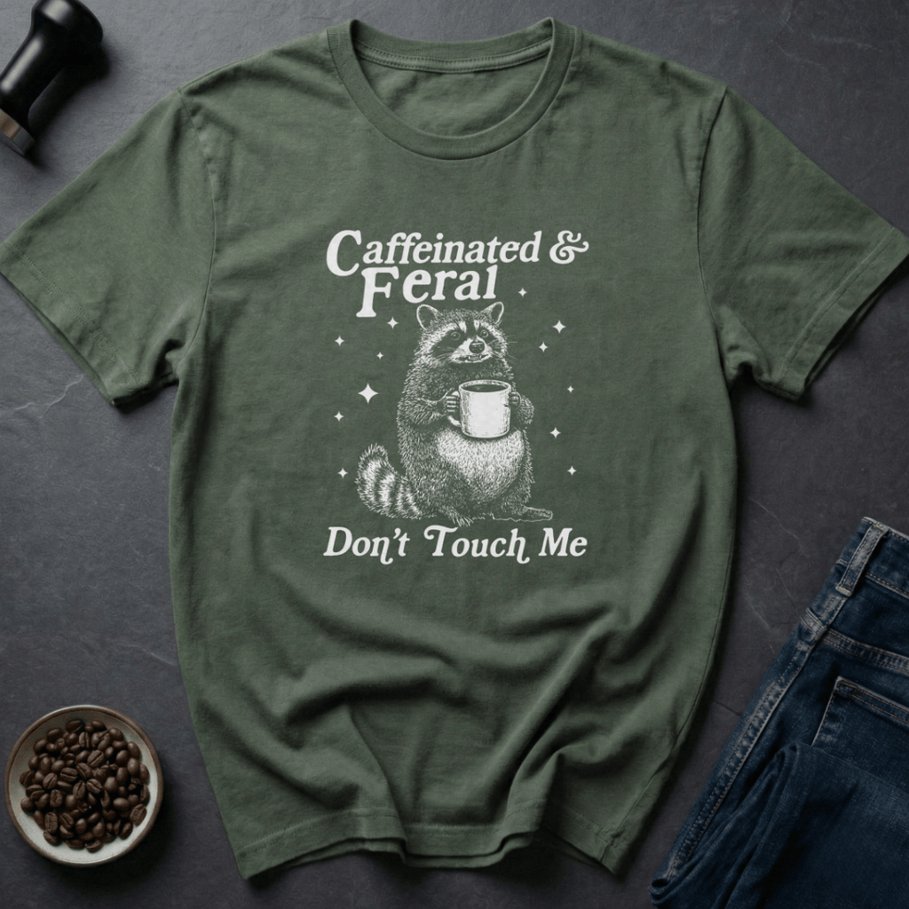 Coffee graphic Feral Coffee T-Shirt in by Caffeine Dept