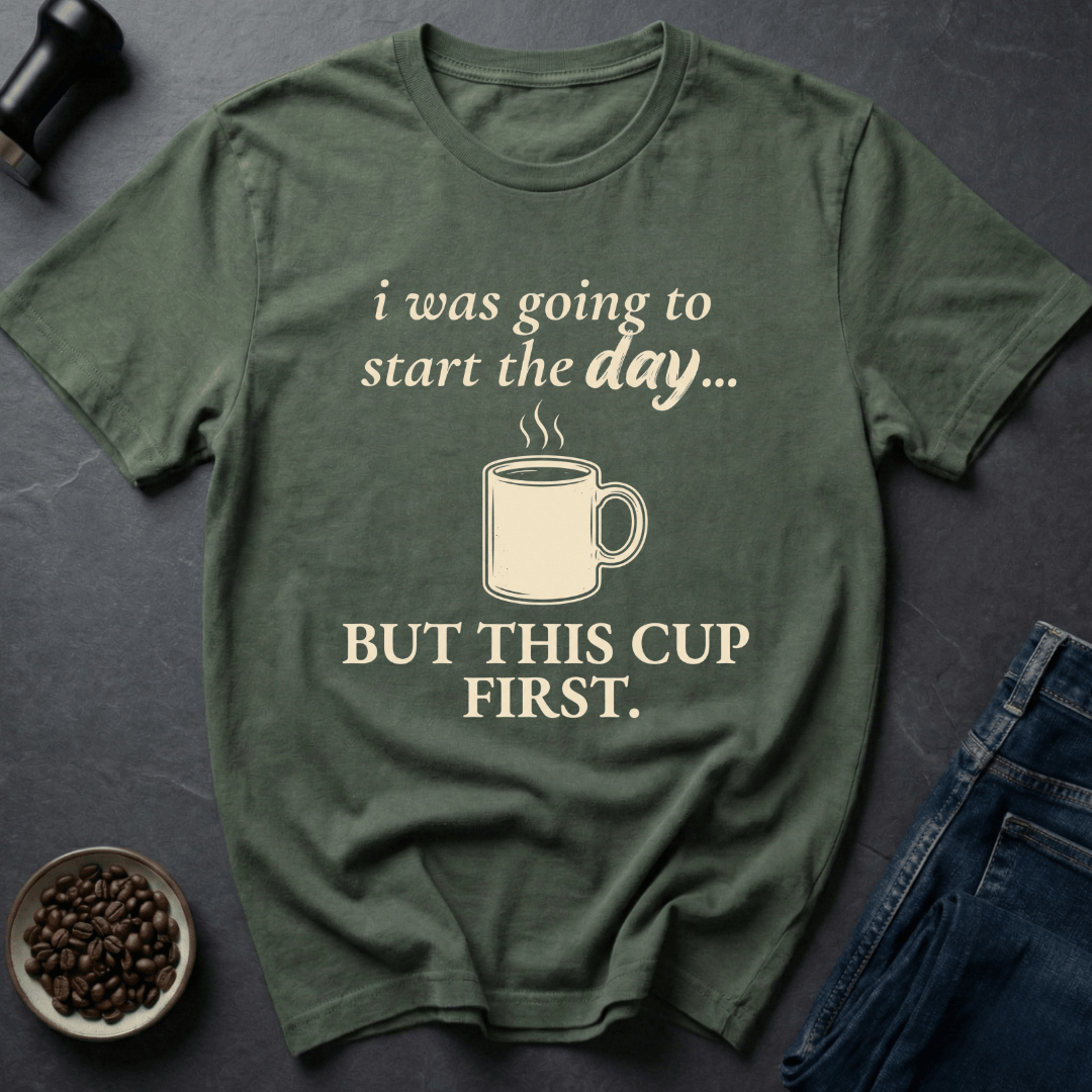 Coffee graphic Start The Day T-Shirt in by Caffeine Dept