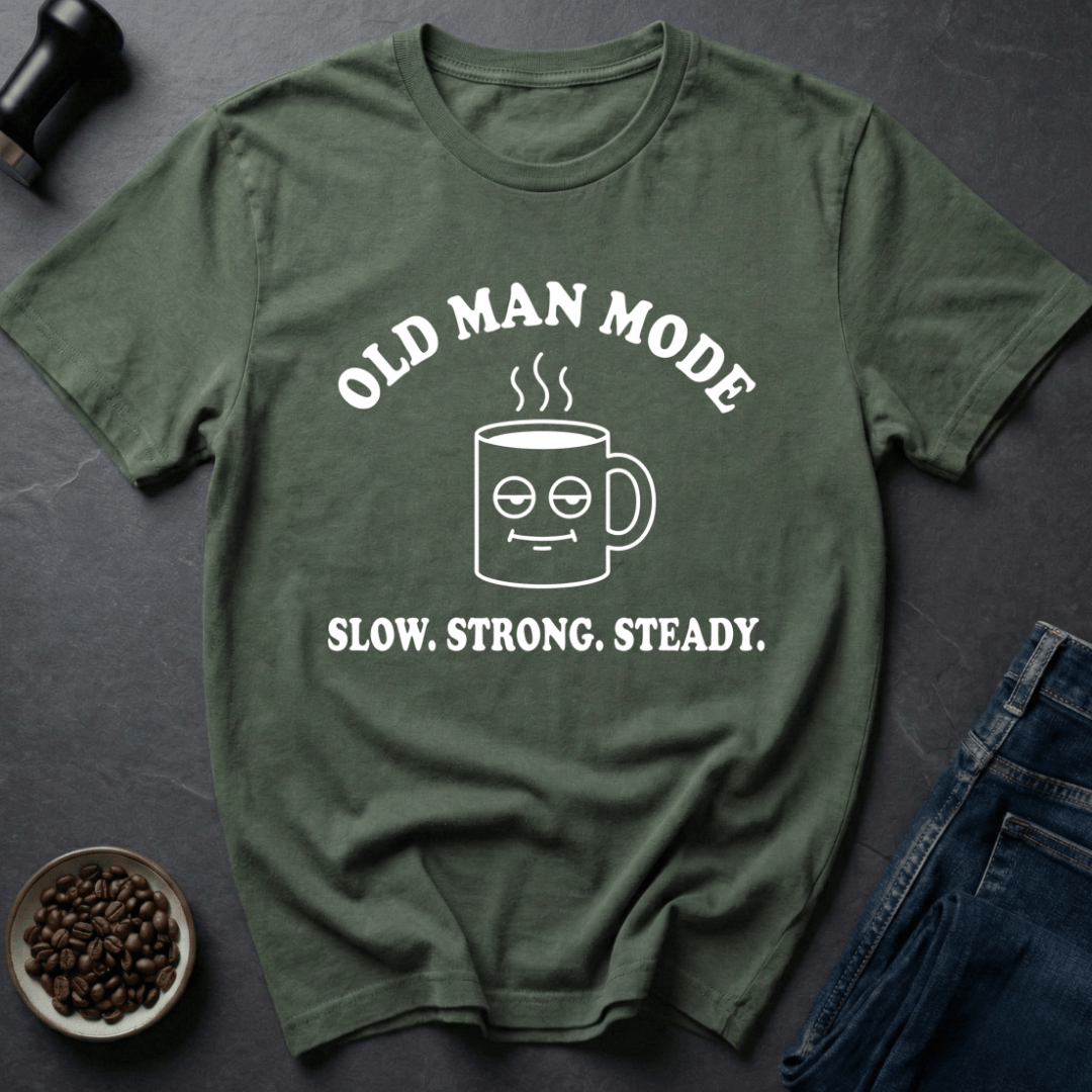 Coffee graphic Grandpa Grind T-Shirt in by Caffeine Dept