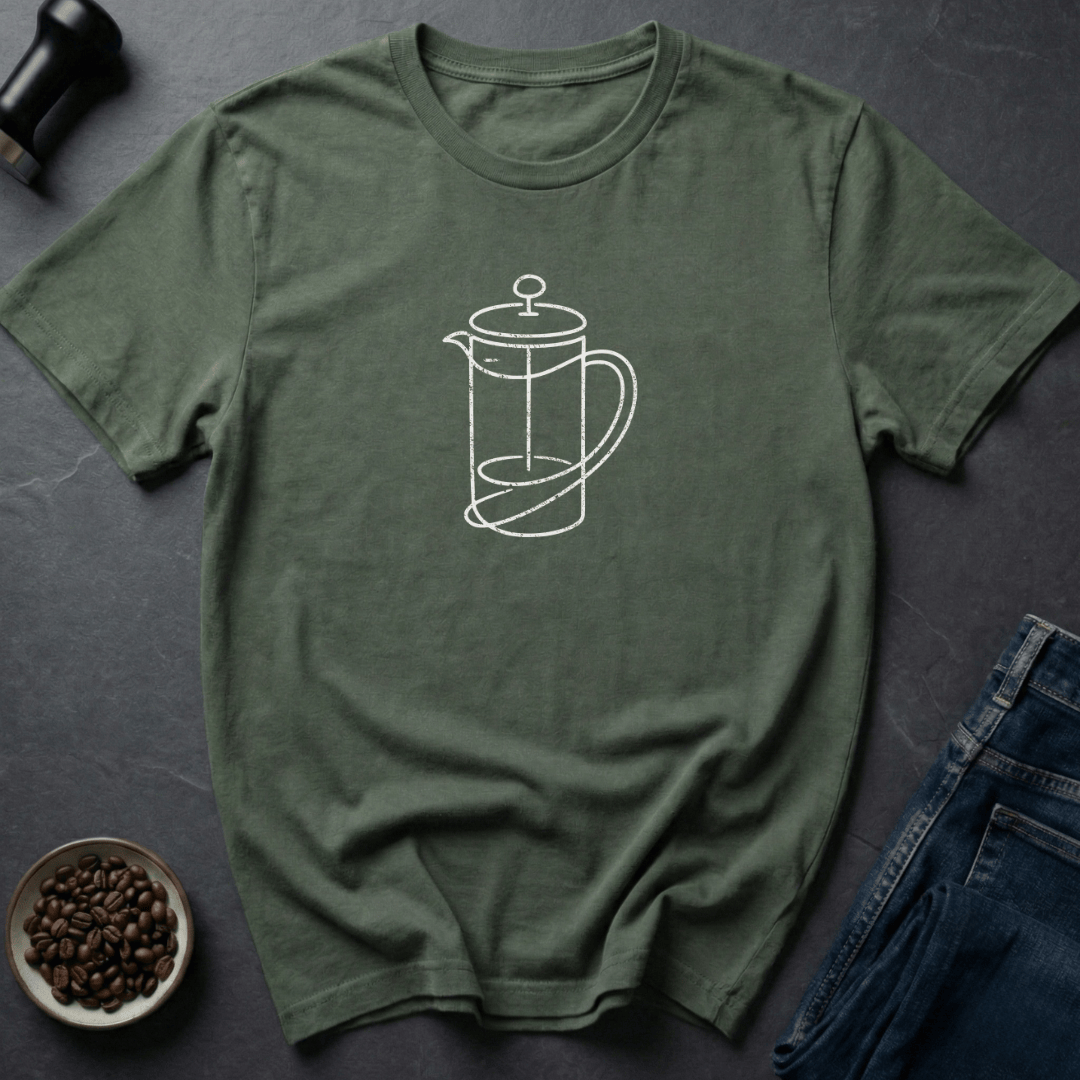 Coffee graphic Press & Brew T-Shirt in by Caffeine Dept