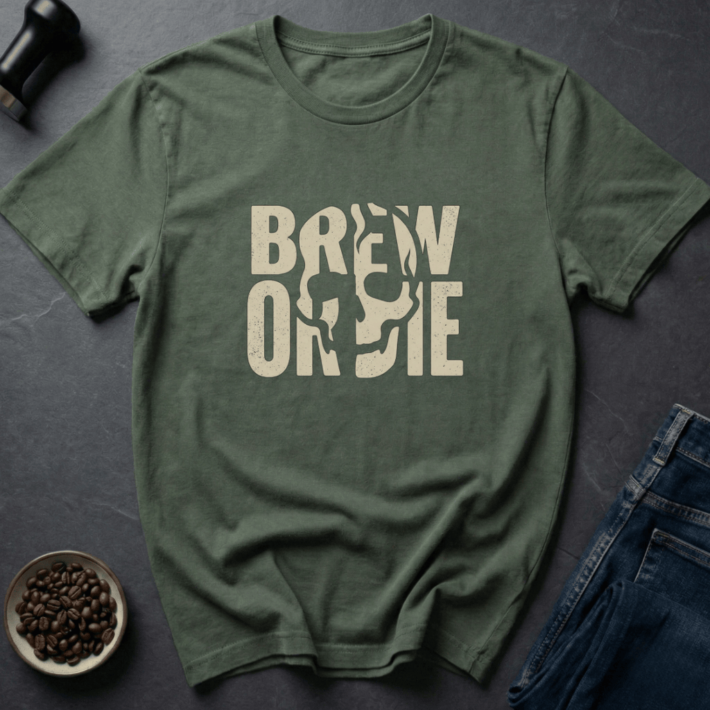 Coffee graphic Brew or Die T-Shirt in by Caffeine Dept