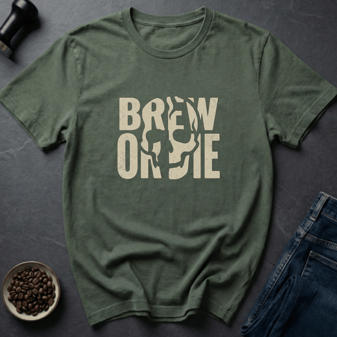 Coffee graphic Brew or Die T-Shirt in by Caffeine Dept