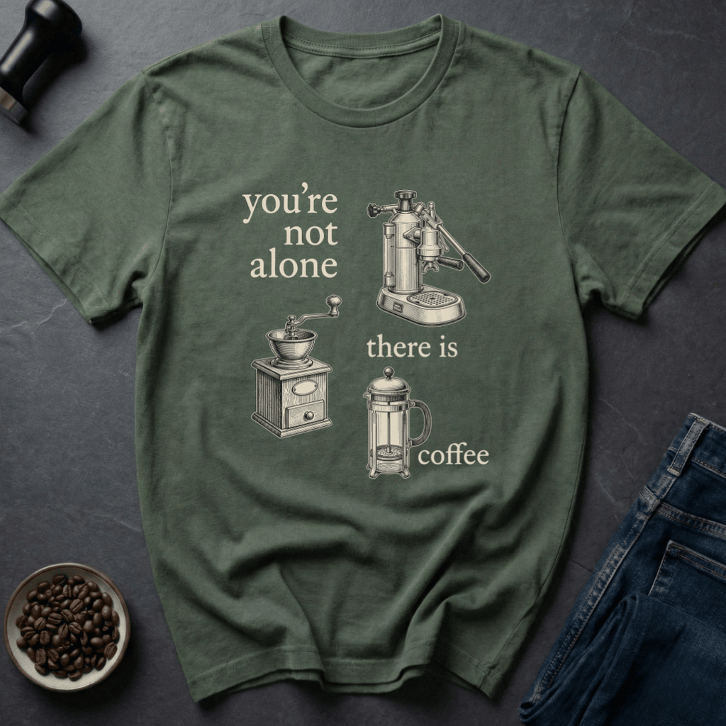 Coffee graphic Not Alone T-Shirt in by Caffeine Dept