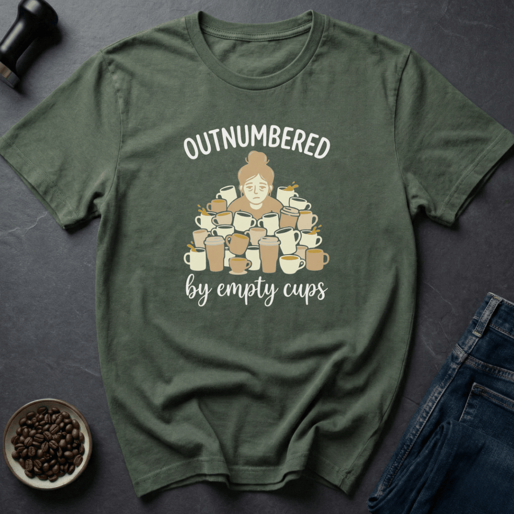 Coffee graphic Outnumbered Mom T-Shirt in by Caffeine Dept