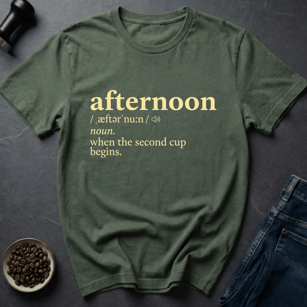 Coffee graphic Afternoon Roast T-Shirt in by Caffeine Dept