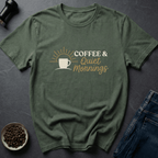 Coffee graphic Quiet Mornings T-Shirt in by Caffeine Dept