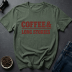 Coffee graphic Long Stories T-Shirt in by Caffeine Dept