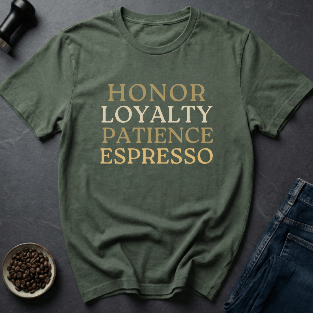 Coffee graphic Espresso Values T-Shirt in by Caffeine Dept