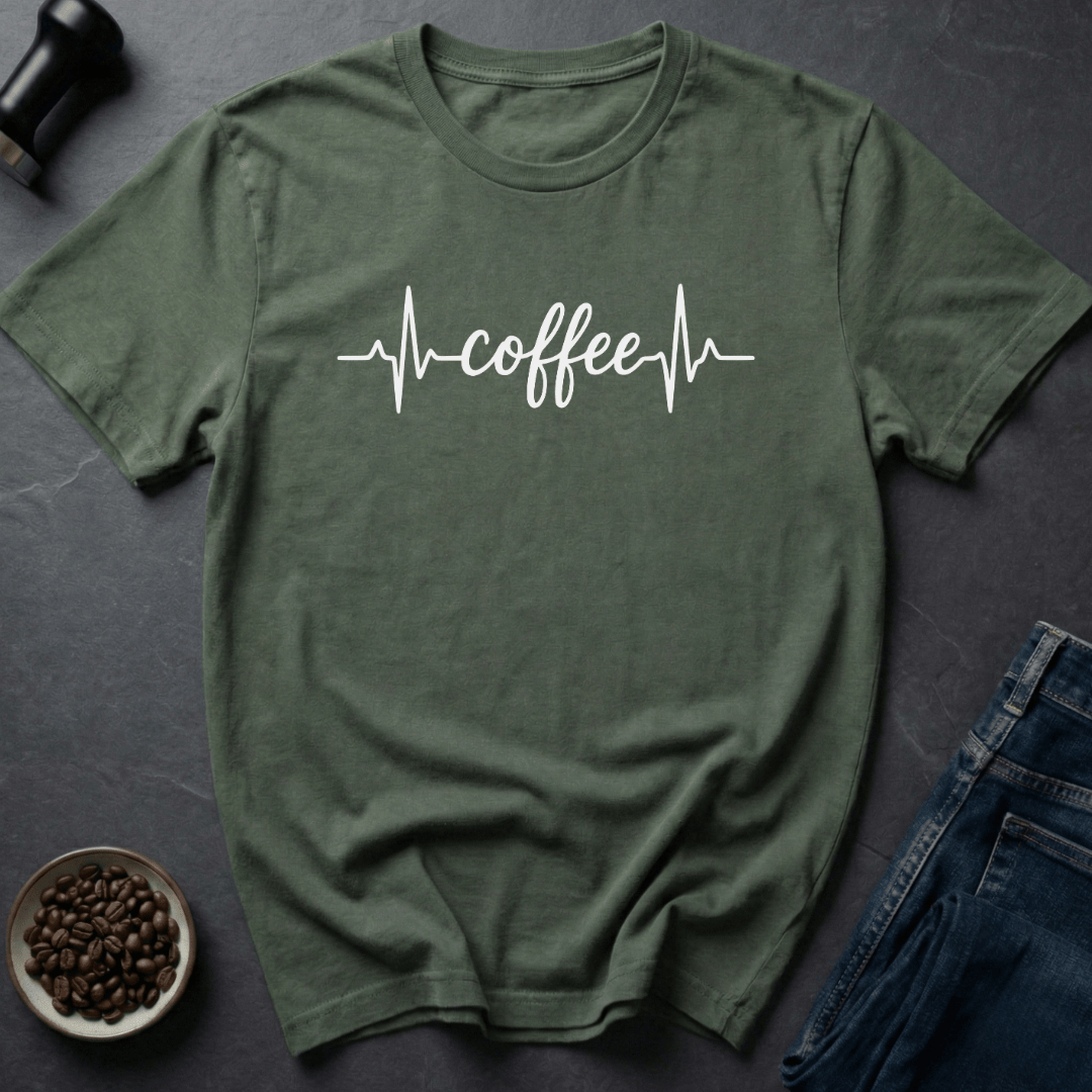 Coffee graphic Heartbeat Coffee T-Shirt in by Caffeine Dept