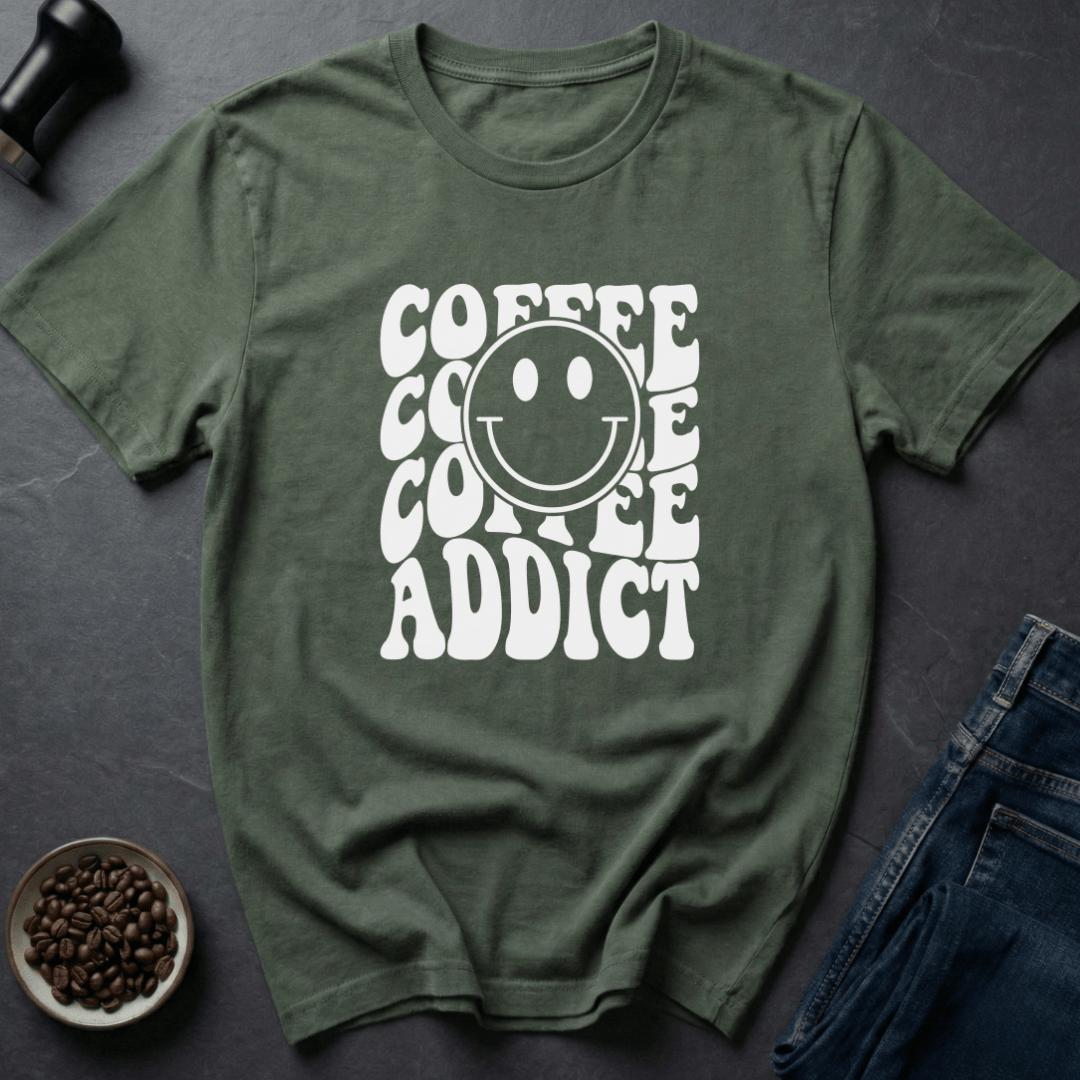 Coffee graphic Coffee Addict T-Shirt in by Caffeine Dept
