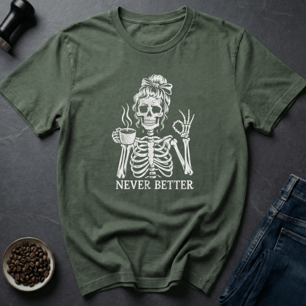 Coffee graphic Never BetterT-Shirt in by Caffeine Dept