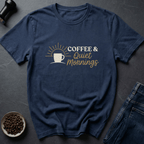 Coffee graphic Quiet Mornings T-Shirt in by Caffeine Dept
