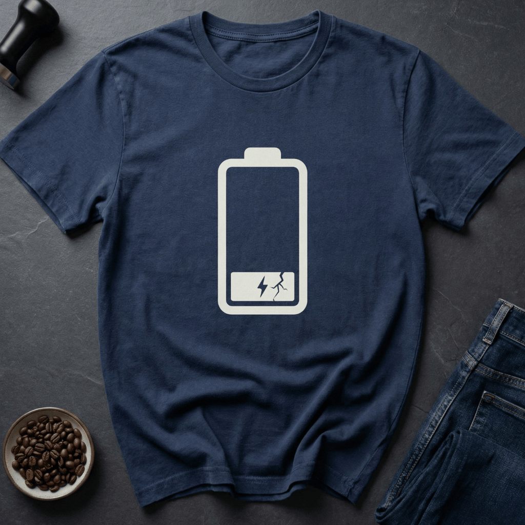 Coffee graphic Low Battery T-Shirt in by Caffeine Dept