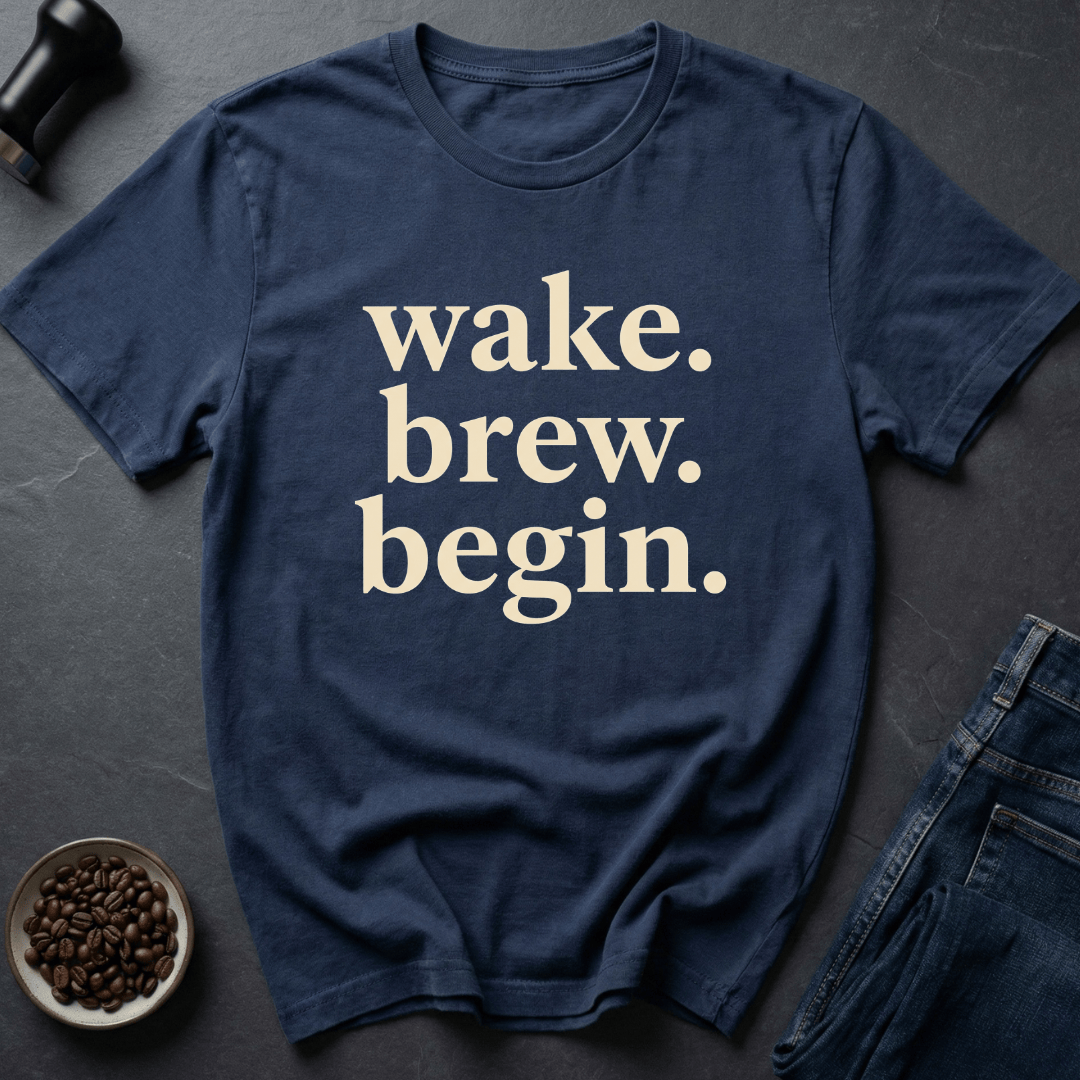 Coffee graphic Wake Brew T-Shirt in by Caffeine Dept