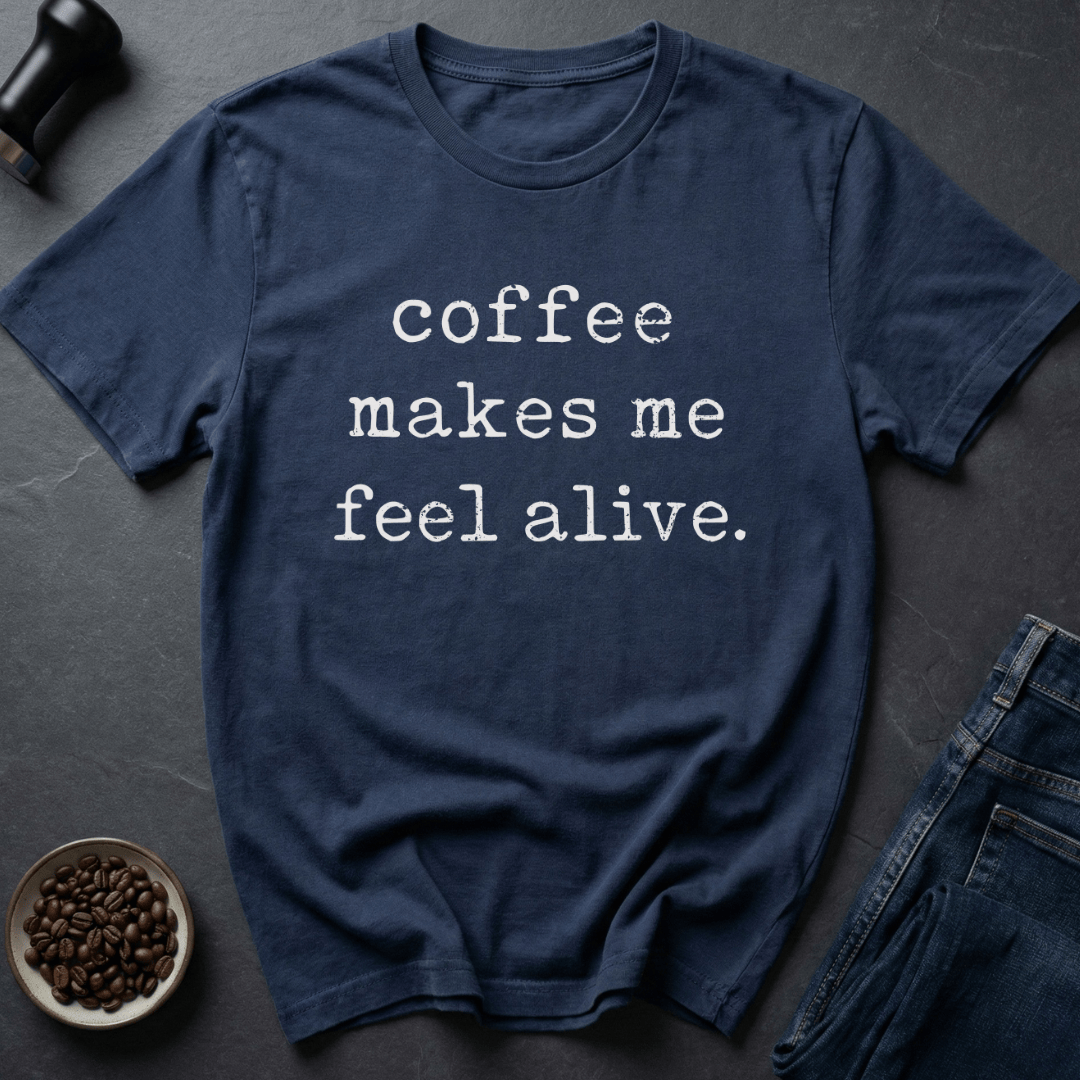 Coffee graphic Alive With Coffee T-Shirt in by Caffeine Dept