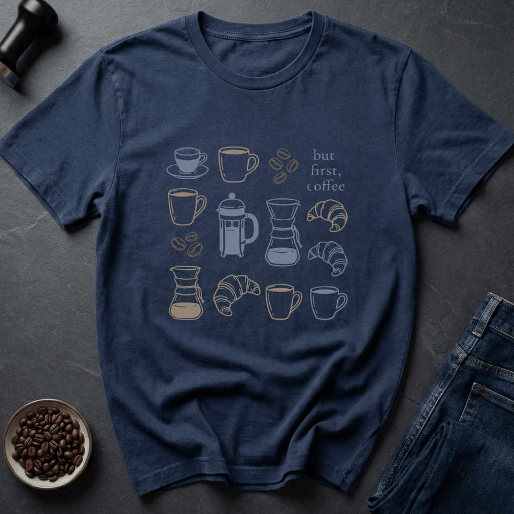 Coffee graphic Coffee First T-Shirt in by Caffeine Dept