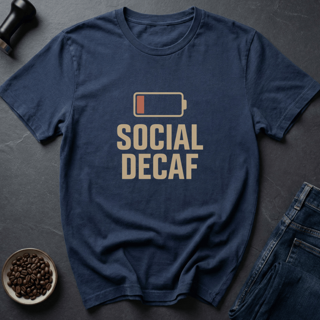 Coffee graphic Socially Decaf T-Shirt in by Caffeine Dept