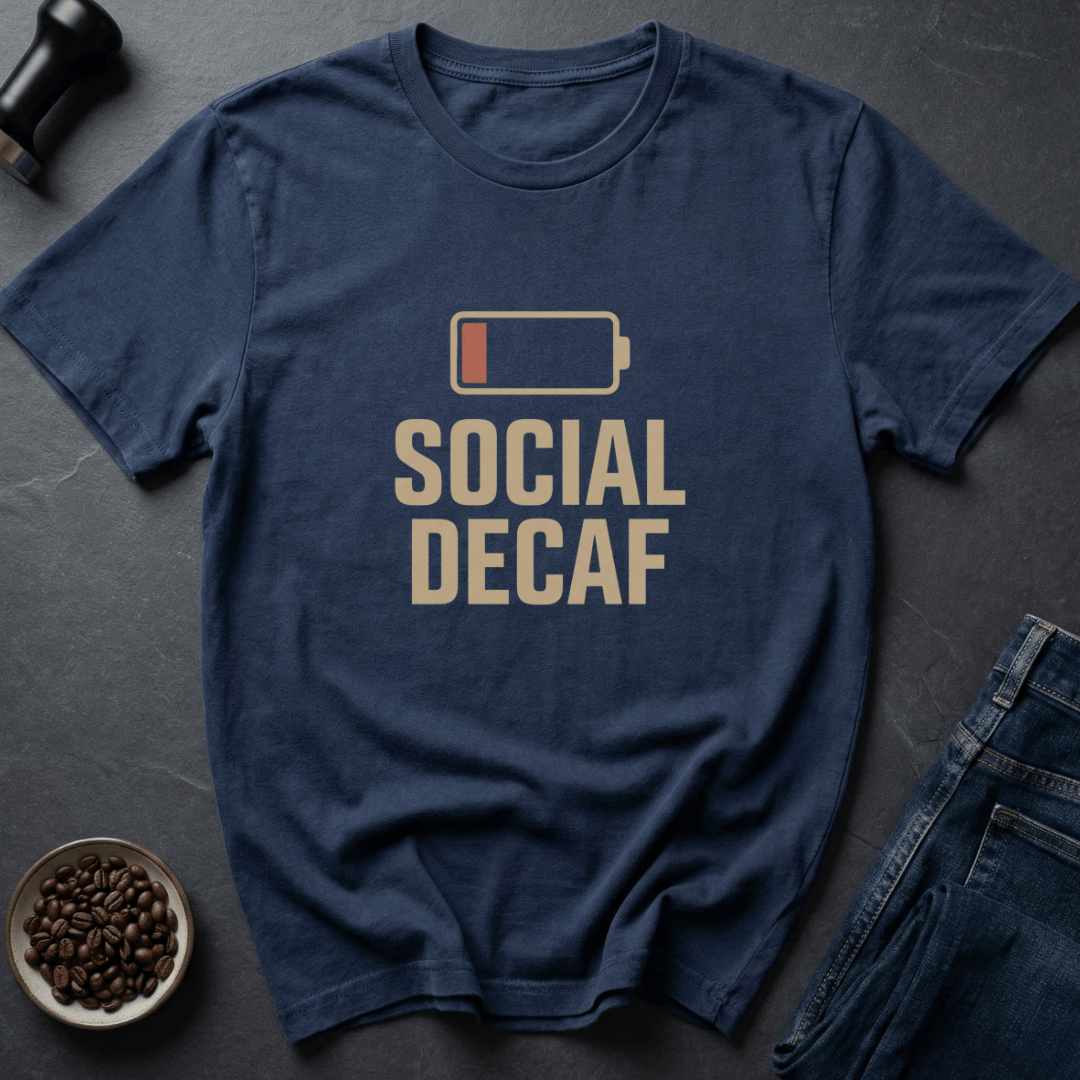 Coffee graphic Socially Decaf T-Shirt in by Caffeine Dept