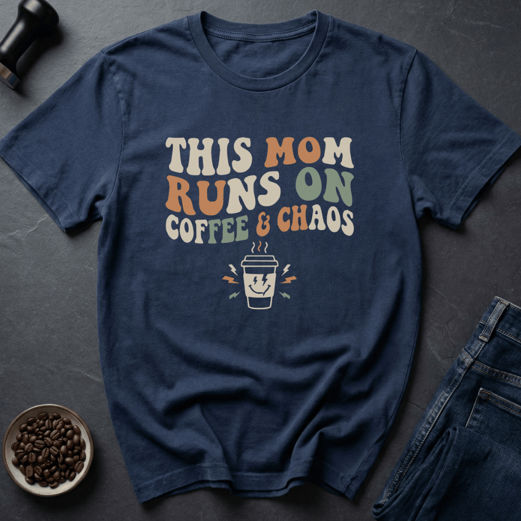 Coffee graphic Mom Runs Coffee T-Shirt in by Caffeine Dept