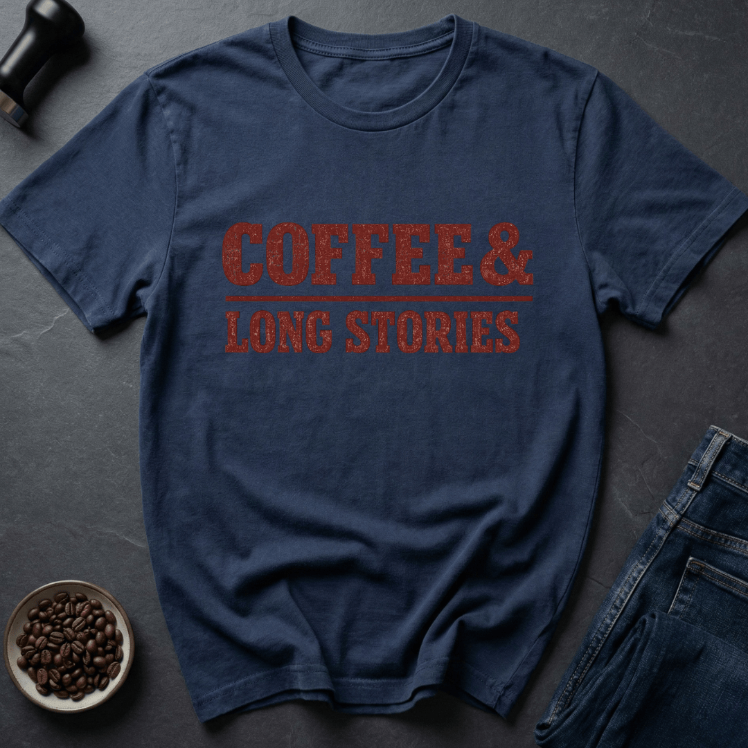 Coffee graphic Long Stories T-Shirt in by Caffeine Dept