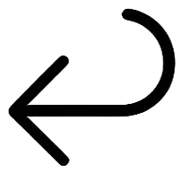 Black leftward arrow on a white background