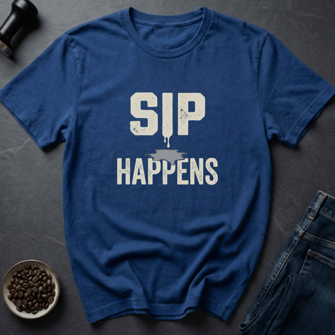 Coffee graphic Sip Happens T-Shirt in by Caffeine Dept