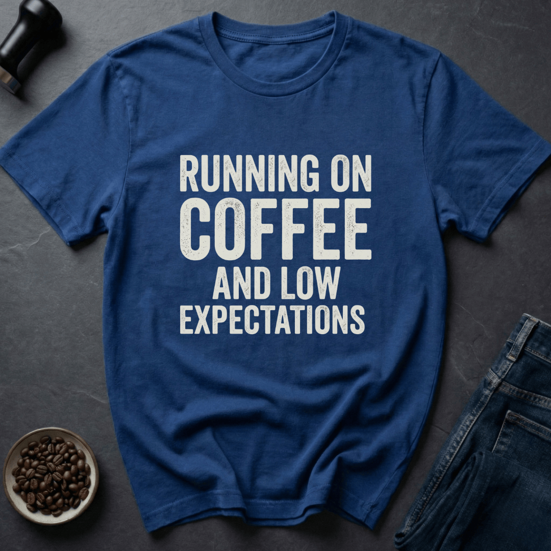 Coffee graphic Low Expectations T-Shirt in by Caffeine Dept