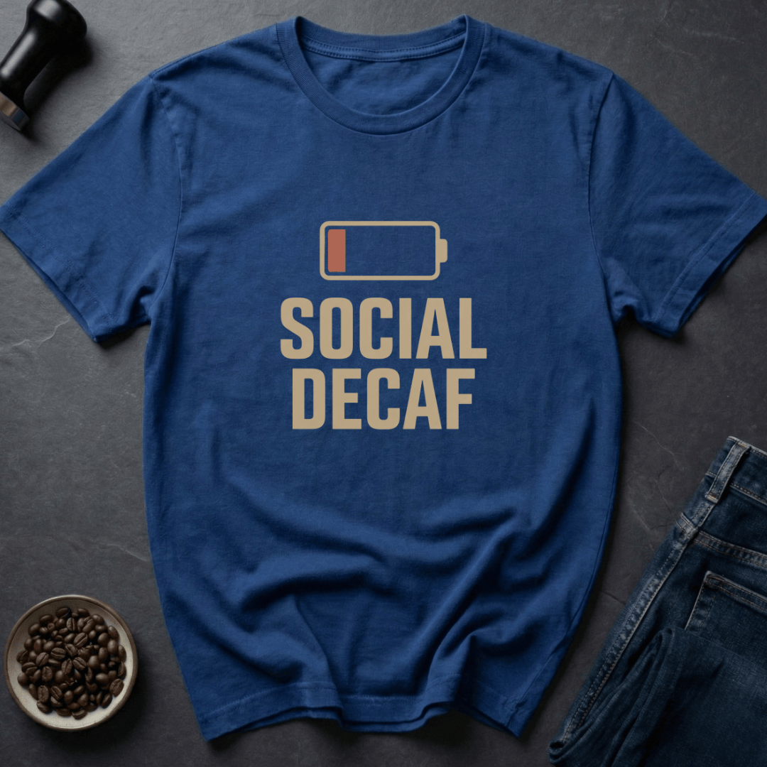 Coffee graphic Socially Decaf T-Shirt in by Caffeine Dept