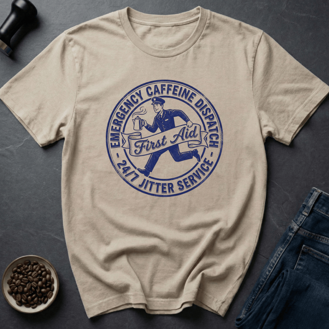 Coffee graphic Emergency Caffeine T-Shirt in by Caffeine Dept
