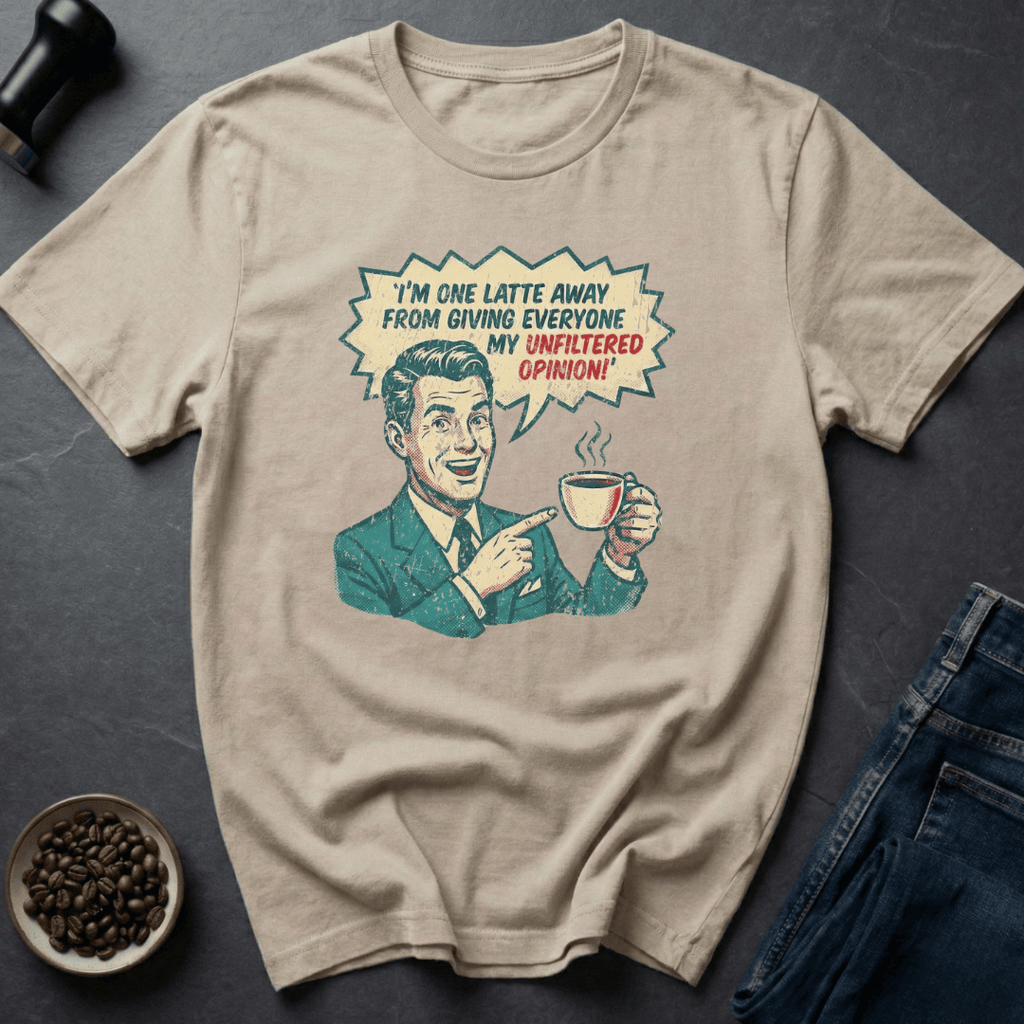 Coffee graphic One Latte Away T-Shirt in by Caffeine Dept