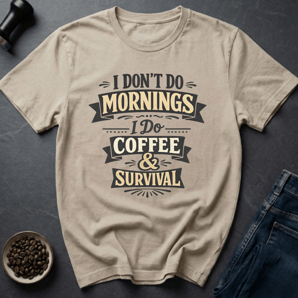 Coffee graphic Coffee & Survival T-Shirt in by Caffeine Dept