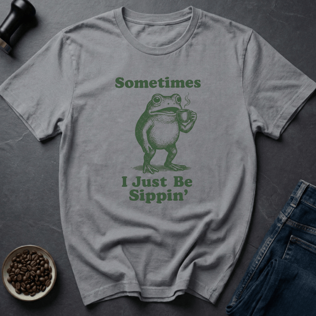 Coffee graphic Sippin Frog T-Shirt in by Caffeine Dept