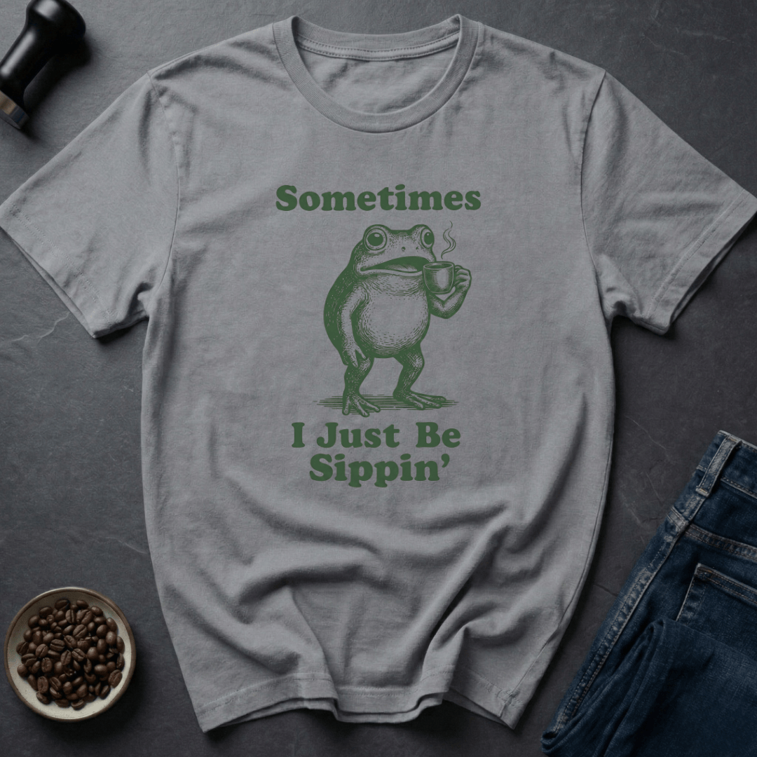 Coffee graphic Sippin Frog T-Shirt in by Caffeine Dept