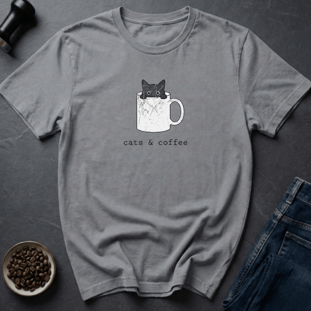 Coffee graphic Cats & Coffee T-shirt in by Caffeine Dept