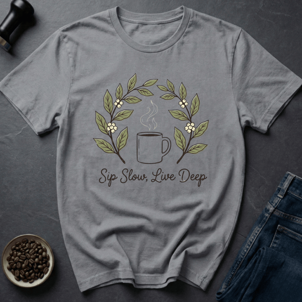 Coffee graphic Sip Slow T-Shirt in by Caffeine Dept