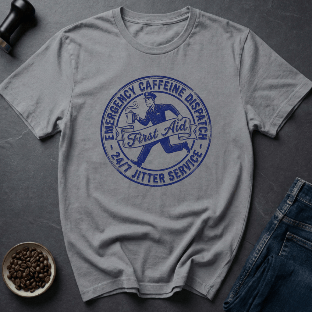 Coffee graphic Emergency Caffeine T-Shirt in by Caffeine Dept