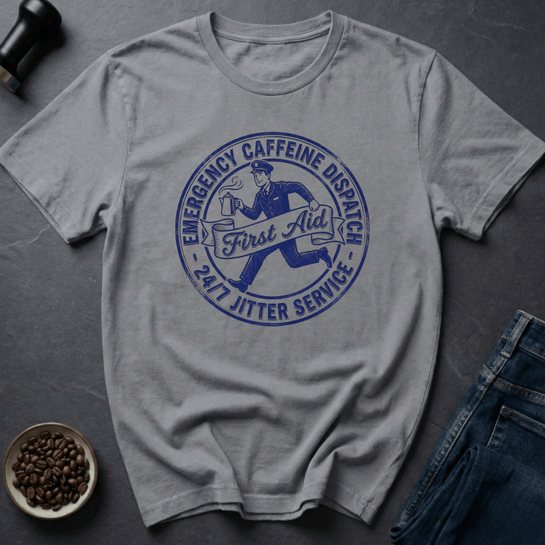 Coffee graphic Emergency Caffeine T-Shirt in by Caffeine Dept