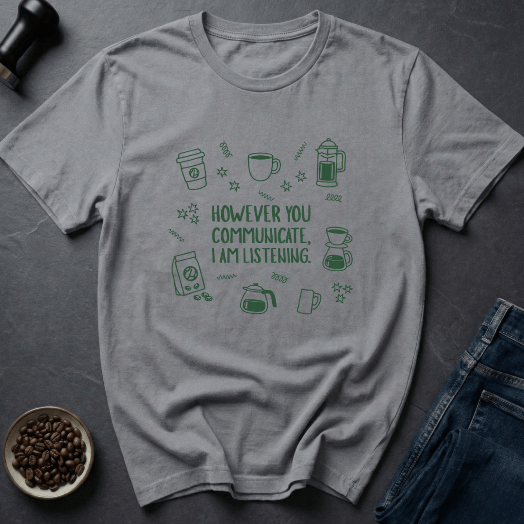 Coffee graphic Coffee Listener T-Shirt in by Caffeine Dept