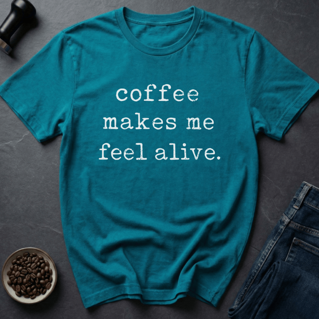 Coffee graphic Alive With Coffee T-Shirt in by Caffeine Dept