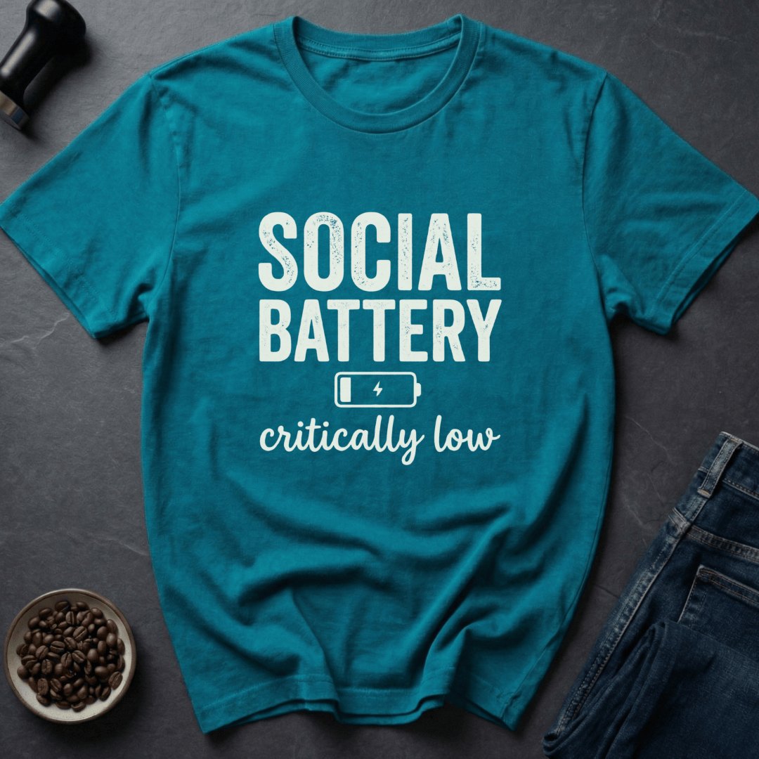 Coffee graphic Social Battery T-Shirt in by Caffeine Dept