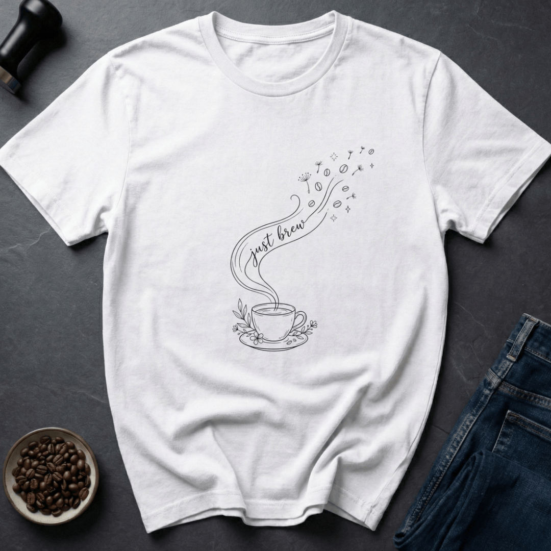 Coffee graphic Just Brew T-Shirt in by Caffeine Dept