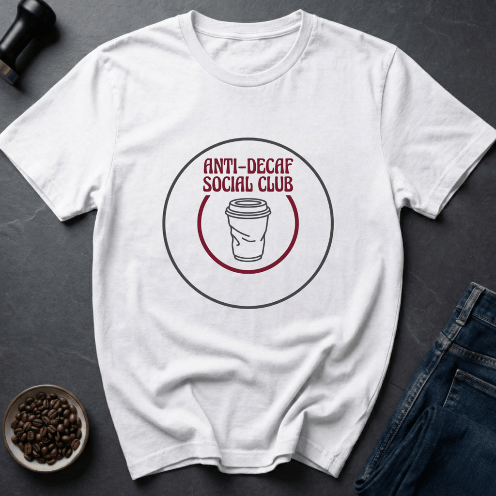 Coffee graphic Anti Decaf T-Shirt in by Caffeine Dept