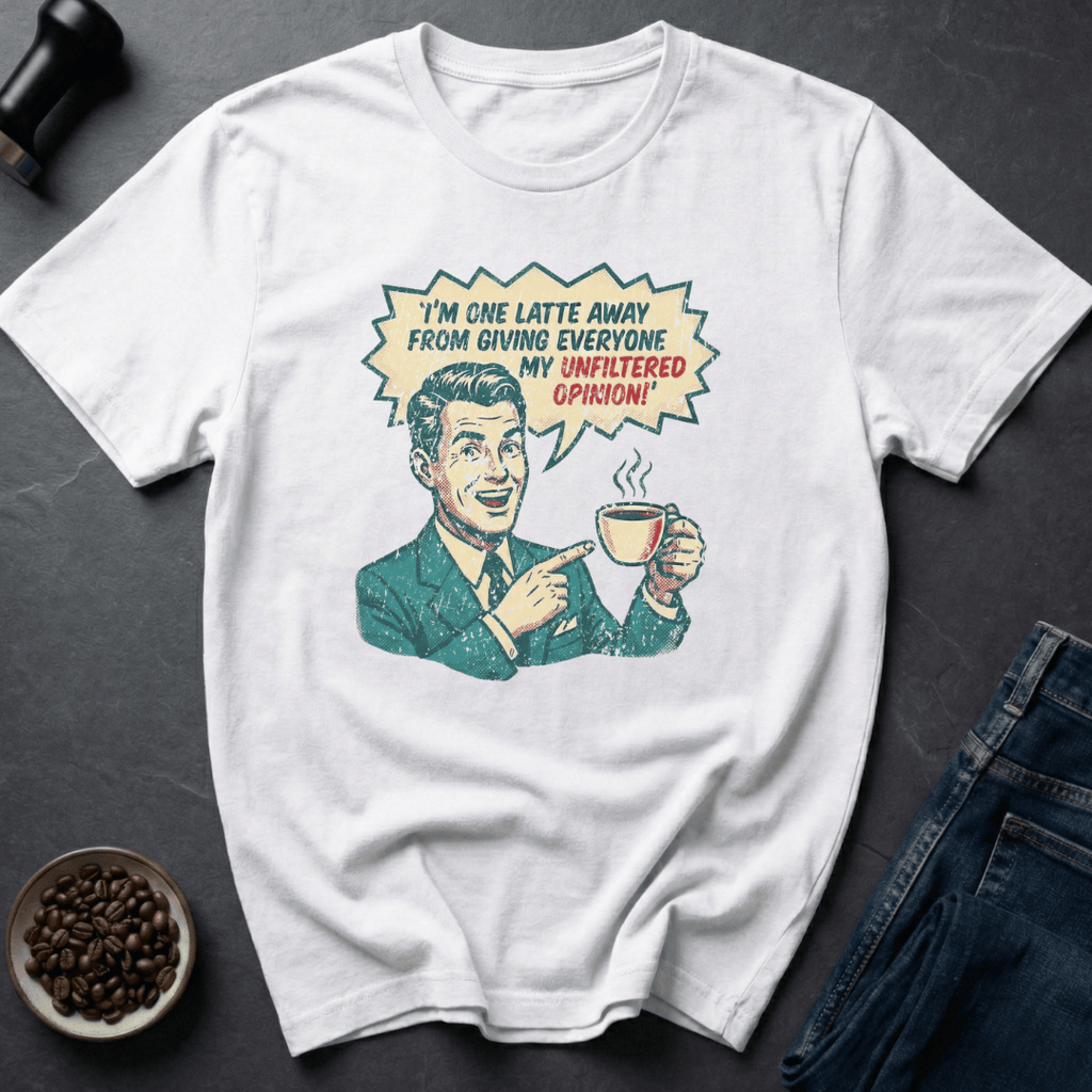 Coffee graphic One Latte Away T-Shirt in by Caffeine Dept