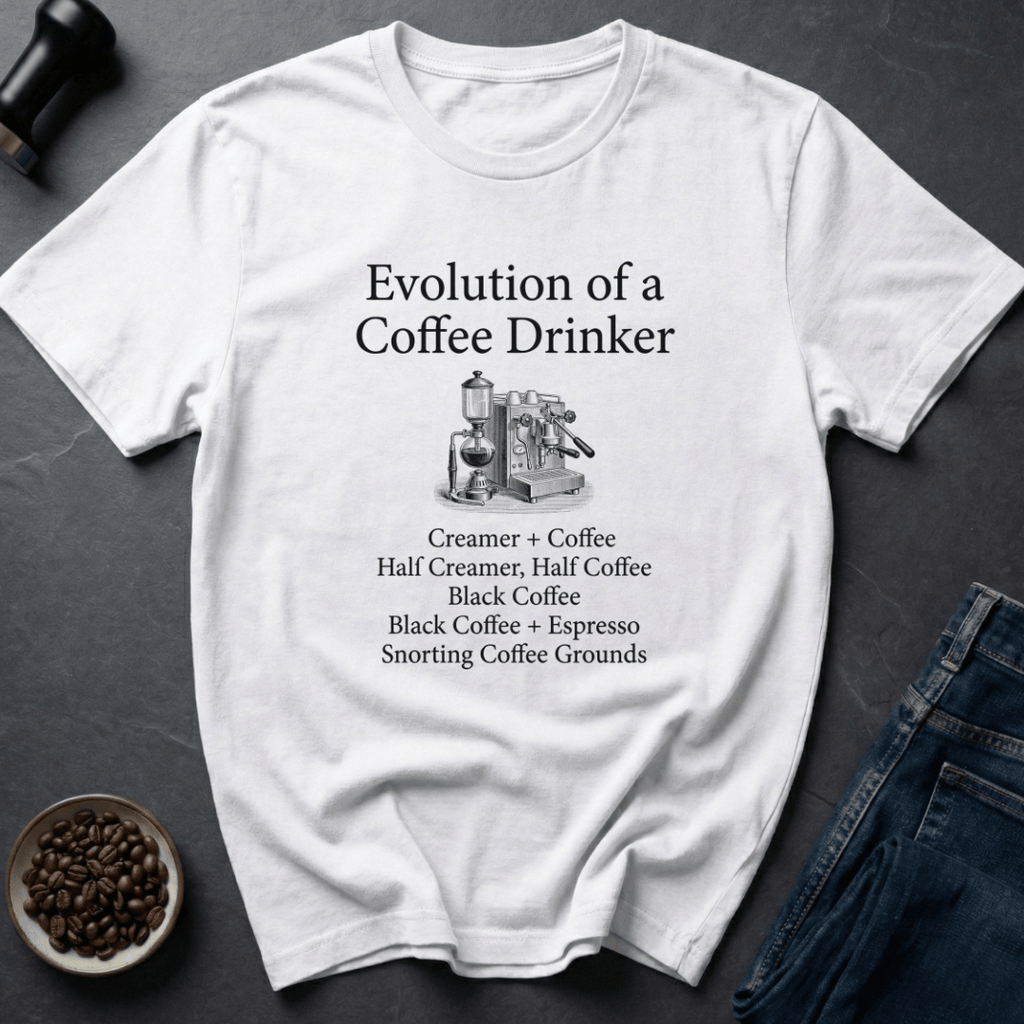 Coffee graphic Coffee Evolution T-Shirt in by Caffeine Dept